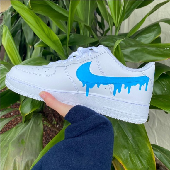 ⚡️Custom Nike Air Force Shoes (Blue Drip)⚡️